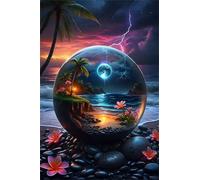 Puzzle 70 Piezas Adultos Flor Océano Luna, Desarrolla la Concentraciòn y la Logica Desafío de Entretenimiento para la Mente, Puzzles 70 Piezas 20 x 15 cm