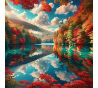 Puzzle 70 Piezas Adultos Lago otoñal Sereno, Jigsaw Puzzle 70 Piezas, Rompecabezas Clásico Difícil y Relajante, Idea de Regalo para Ella o Él 45x45cm