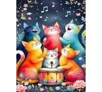 Puzzle 70 Piezas Adultos, Música Flower Cat Puzzles Adultos, Desarrolla la Logica y la Concentraciòn Juguetes Educativos, Rompecabezas 70 Piezas 20x15 cm