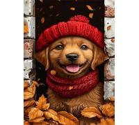 Puzzle 70 Piezas Adultos Perro Animales Otoño, Desarrolla la Concentraciòn y la Logica Desafío de Entretenimiento para la Mente, Puzzles 70 Piezas 20 x 15 cm