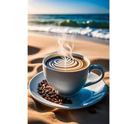 Puzzle 70 Piezas Adultos Playa Café, Desarrolla la Concentraciòn y la Logica Desafío de Entretenimiento para la Mente, Puzzles 70 Piezas 20 x 15 cm