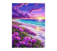 Puzzle 70 Piezas Flores Olas Amanecer, Rompecabezas para Adultos 20x15 cm, Juguete desafío y Juego Educativo, Ejercita Paciencia y Concentración, Puzzles 70 Piezas Adultos