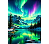 Puzzle 70 Piezas Lago de montaña Aurora | Puzzles Adultos | para Toda La Familia | 20x15 cm | Entretenimiento Creativo Rompecabezas Adultos Regalo