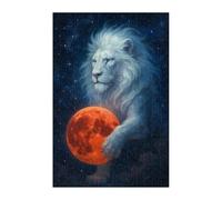 Puzzle 700 Piezas Adultos Animal León Luna, Rompecabezas Imposable Entretenimiento Creativo Diversión, Puzzles Adultos 700 Piezas 52 x 38 cm