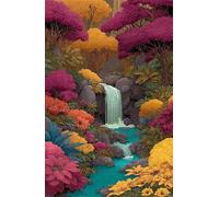 Puzzle 700 Piezas Adultos Cascada Flores, Desarrolla la Concentraciòn y la Logica Desafío de Entretenimiento para la Mente, Puzzles 700 Piezas 52 x 38 cm