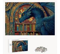Puzzle 700 Piezas Adultos Dragón & Libro, Rompecabezas con Letras Traseras y Póster, Pasatiempo Antiestrés, Decoración de Pared, Regalo Decorar Mujer Hombre 52 x 38 cm (14 Años +) P3#23