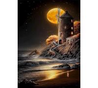 Puzzle 700 Piezas Adultos Faro Luna, Retos Divertidos, Relajarse, Desarrolla la Concentraciòn Mentàl, Rompecabezas Adultos 700 Piezas 52 x 38 cm