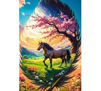 Puzzle 700 Piezas Adultos Flor Animal Caballo, Desarrolla la Concentraciòn y la Logica Desafío de Entretenimiento para la Mente, Puzzles 700 Piezas 52 x 38 cm