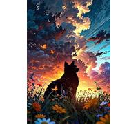 Puzzle 700 Piezas Adultos Gato Animal Atardecer, Retos Divertidos, Relajarse, Desarrolla la Concentraciòn Mentàl, Rompecabezas Adultos 700 Piezas 52 x 38 cm