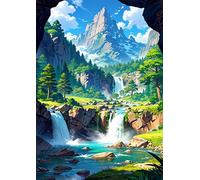 Puzzle 700 Piezas Adultos Paisaje Cascada Montaña, Retos Divertidos, Relajarse, Desarrolla la Concentraciòn Mentàl, Rompecabezas Adultos 700 Piezas 52 x 38 cm