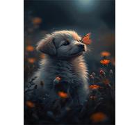 Puzzle 700 Piezas Animal Perro Mariposa, 52x38 cm, Juego Educativo, Reto Creativo, Rompecabezas Imposible, Puzzles 700 Piezas Adultos