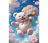 Puzzle 700 Piezas Oso Flores Rompecabezas Adultos Juguetes Educativos Rompecabezas Desafiante Juegos de Puzzle para Toda la Familia Puzzles 700 Adultos 52 x 38 cm