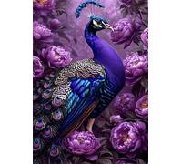 Puzzle 700 Piezas, Peonía púrpura Pavo Real Puzzles para Adultos,Rompecabezas de Adultos, Juguetes de Regalo Entretenimento Puzzle, Juego de Rompecabezas