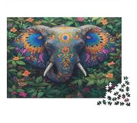 Puzzle 70x50cm/1000pcs Pour Adultes Art de l'éléphant,pour Femmes Et Hommes,Planche En Bois,verrouillage De Précision Style décoratif coloré