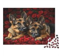 Puzzle 70x50cm/1000pcs Pour Adultes Berger allemands,pour Femmes Et Hommes,Planche En Bois,verrouillage De Précision Art animalier Romantique