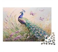 Puzzle 70x50cm/1000pcs Pour Adultes Paon Dans UNE Prairie,pour Femmes Et Hommes,Planche En Bois,verrouillage De Précision