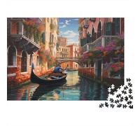 Puzzle 70x50cm/1000pcs Pour Adultes Paysage du Canal de Venise,pour Femmes Et Hommes,Planche En Bois,verrouillage De Précision Architecture italienne
