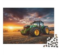 Puzzle 70x50cm/1000pcs Pour Adultes Tractor Coucher de Soleil,pour Femmes Et Hommes,Planche En Bois,verrouillage De Précision Style de paysage de Ferme Rurale