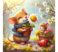 Puzzle 80 Piezas Adultos Animales Ratón Flores 28x28 cm Rompecabezas Adultos Dificil Juego Educativo Puzzle Adulto 80 Piezas para Juguetes de Desafío Familiar, Decoración del Hogar