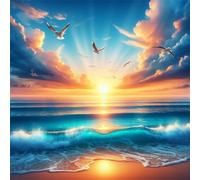 Puzzle 80 Piezas Adultos Gaviota Amanecer Océano 28x28 cm Rompecabezas Adultos Dificil Juego Educativo Puzzle Adulto 80 Piezas para Juguetes de Desafío Familiar, Decoración del Hogar