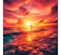 Puzzle 80 Piezas Adultos Velero Sunrise Ocean 28x28 cm Rompecabezas Adultos Dificil Juego Educativo Puzzle Adulto 80 Piezas para Juguetes de Desafío Familiar, Decoración del Hogar
