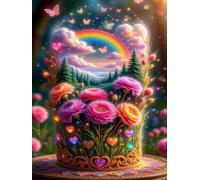 Puzzle 90 Piezas Adultos Arte, Rompecabezas Entretenimiento Creativo, Diversión DIY, Puzzles Clásicos para Adultos, Colorido y con Nube de Cesta de Flores-Motivo