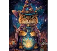 Puzzle 90 Piezas Adultos Gato Mágico del Universo, 25x20cm Rompecabezas 90 Piezas para Adultos, Pasatiempo Creativo, Diversión por Partida Doble, Juego de Habilidad para Toda La Familia