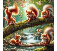 Puzzle 90 Piezas Ardillas Rama Jungla, Puzzle 90 Piezas para Adultos y Niños, 30x30cm Rompecabezas Adultos, Familia Juego, Juguete Educativo, Regalo Creativo para la Relajación