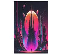 Puzzle abstracto de 1000 piezas de ciudad de fantasía para adultos, puzle de madera - presión reducida difícil imposible puzle para más de 12 niños (78 x 53 cm)