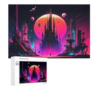 Puzzle abstracto de ciudad de fantasía de 1000 piezas, puzle de madera para adultos y niños, rompecabezas imposibles, juego de habilidad para toda la familia (75 x 50 cm)