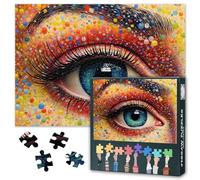 Puzzle abstracto de ojos de mosaico para adultos, 1000 piezas, colorido rompecabezas de arte de puntos desafíos, moderno globo ocular colorido deportes de pensamiento, regalo creativo único, 70 x 50