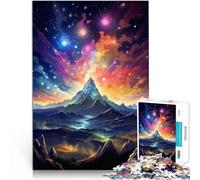 Puzzle Adulto 1000 piezas Montaña con estrellas coloridas Puzzle DIY Juguetes 14.96 pulgadas x 20.47 pulgadas Decoración del hogar Arte Adecuado para adolescentes de 14 años y más