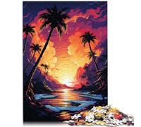 Puzzle adulto 1000 piezas palmeras al atardecer imposible Puzzle es ideal como regalo para toda la familia para adolescentes de 14 años y mayores, 26 x 38 cm