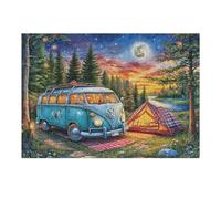 Puzzle Adulto Autocaravana Bosque Hoguera Acampada Vida Relajada Rural Salvaje 300 Piezas De Calidad Desafiante Divertido Y Entretenido Ideal para Ocio En Casa 300 PCS（40x28cm）