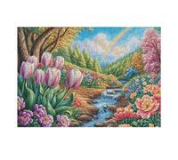 Puzzle Adulto Campo de Tulipanes arcoíris Rural Campo Naturaleza Salvaje Bonita 300 Piezas De Calidad Divertido Cautivador Y Relajante Ocio Y Entretenimiento 300 PCS（40x28cm）