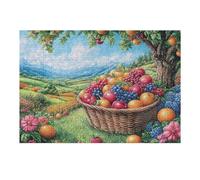 Puzzle Adulto Cesta de Frutas Huerto Árbol Cosecha de otoño Exterior 300 Piezas De Calidad Cautivador Divertido Y Entretenido Ocio Familiar 300 PCS（40x28cm）