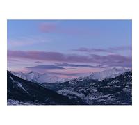 Puzzle adulto de 100 (45,5 x 35,5 cm) piezas, paisaje montañoso bajo brillo rosa y morado, juego relajante para adultos, juguete educativo