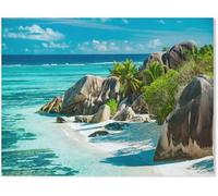 Puzzle adulto de 1500 (87 x 57 cm) piezas, hermosa y encantadora playa en las Seychelles, juguete de rompecabezas, juego familiar y decoración de pared