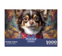 Puzzle Adulto Desafiante 1000 Piezas, Chihuahua Pañuelo Rojo, Juego Complejo, Decoración Mural e Idea, 38x26cm