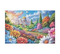 Puzzle Adulto Iglesia Campo de Flores Rural Campo Naturaleza Salvaje 1000 Piezas De Calidad Desafiante Divertido Y Entretenido Ideal para Ocio En Casa 1000 PCS（75x50cm）