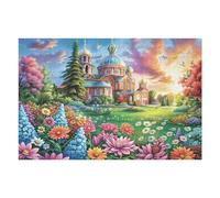 Puzzle Adulto Iglesia Campo de Flores Rural Campo Naturaleza Salvaje 1000 Piezas De Calidad Divertido Cautivador Y Relajante Ocio Y Entretenimiento 1000 PCS（75x50cm）