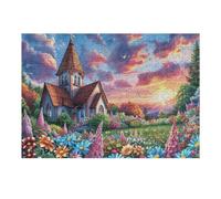Puzzle Adulto Iglesia Casa Sendero Rural Campo Naturaleza Salvaje Bonita 300 Piezas De Calidad Divertido Creativo Y Entretenido Pasatiempos Y Hobby 300 PCS（40x28cm）