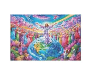 Puzzle Adulto Jesús Bendición del Mundo Religioso Fe Espiritual 1000 Piezas De Calidad Divertido Creativo Y Cautivador Hobby Y Entretenimiento 1000 PCS（75x50cm）