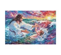 Puzzle Adulto Jesús Rescate en el mar Religioso Fe Espiritual 1000 Piezas De Calidad Desafiante Divertido Y Entretenido Ideal para Ocio En Casa 1000 PCS（75x50cm）