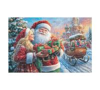 Puzzle Adulto Weihnachtsmann Umarmung Dame Weihnachten Fest Feiertag Zuhause Freizeit 1000 Piezas De Calidad Divertido Creativo Y Cautivador Hobby Y Entretenimiento 1000 PCS（75x50cm）