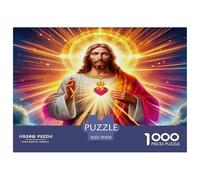 Puzzle Adultos Papel Reciclado 1000 Piezas Religión Jesús Sagrado Corazón Vivo Espiritual Juego Difícil Idea Regalo Hombres Mujeres 70x50cm