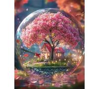 Puzzle Adultos, Puzzles de 200 Piezas Arte de Juego de para Adultos, Rompecabezas de Impresión de Alta Definición Multicolor, Tema:Casa del Árbol Rosa