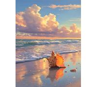 Puzzle Adultos, Puzzles de 60 Piezas Arte de Juego de para Adultos, Rompecabezas de Impresión de Alta Definición Multicolor, Tema:Concha de Playa al Amanecer