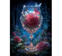 Puzzle Adultos, Puzzles de 700 Piezas Arte de Juego de para Adultos, Rompecabezas de Impresión de Alta Definición Multicolor, Tema:Copa de Rosas Maderas