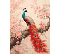 Puzzle Adultos, Puzzles de 700 Piezas Arte de Juego de para Adultos, Rompecabezas de Impresión de Alta Definición Multicolor, Tema:Elegante Pavo Real Rojo